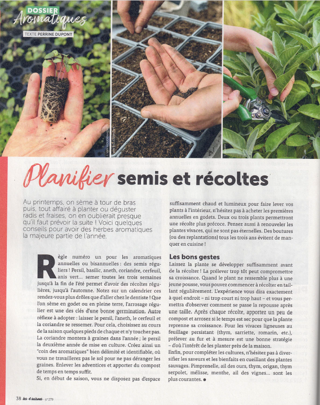 Planifier semis et récoltes dans le magazine les 4 saisons du jardinage